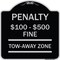 Signmission Penalty $100 $500 Fine Tow Away Zone Virginia Handicap Supplementary Alum, 18" x 18", BS-1818-23336 A-DES-BS-1818-23336 - alternate 1